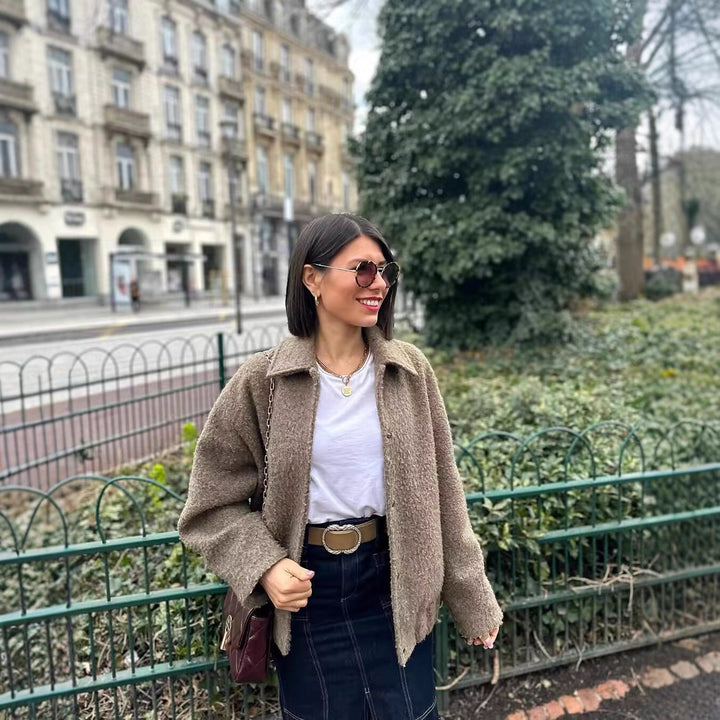 Veste en polaire effet peluche pour femme avec ourlet élastique