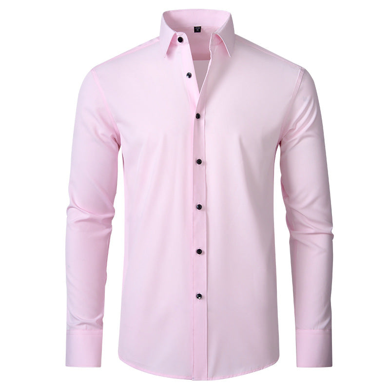 Men's Long-Sleeve Button-Down Shirt with Spread Collar