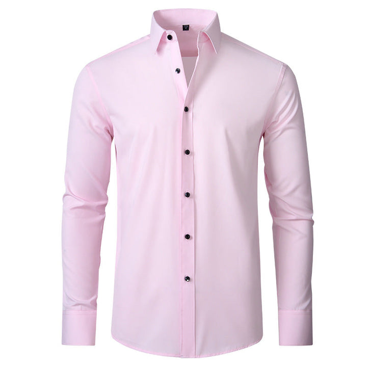 Men's Long-Sleeve Button-Down Shirt with Spread Collar
