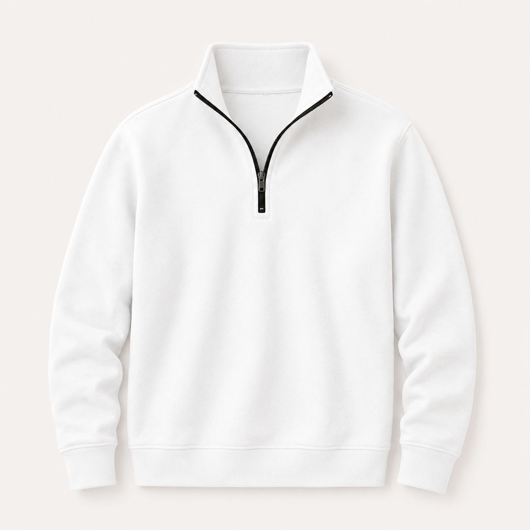 Sweat-shirt pour homme à fermeture zippée quart de longueur et coupe confortable