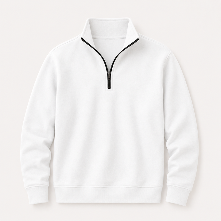 Sweat-shirt pour homme à fermeture zippée quart de longueur et coupe confortable