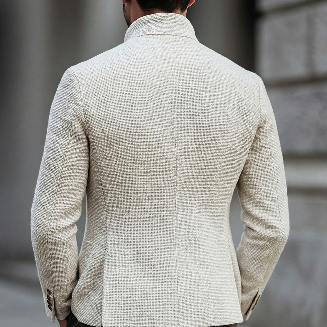 Men's Textured Stand Collar Cardigan in a Tailored Fit
