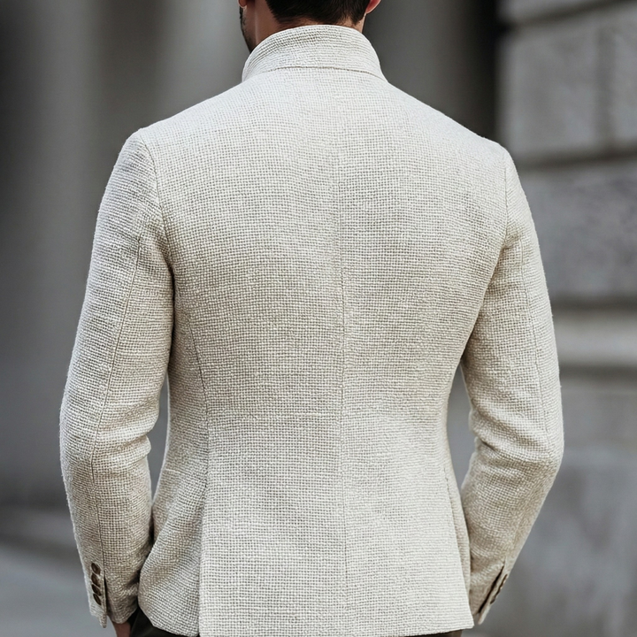 Men's Textured Stand Collar Cardigan in a Tailored Fit
