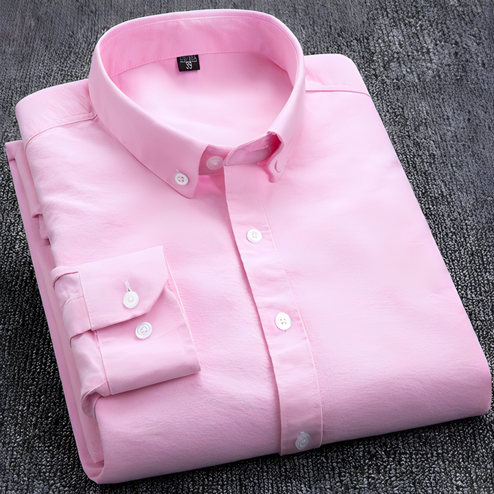 Men's Checkered Long Sleeve Shirt with Button Collar