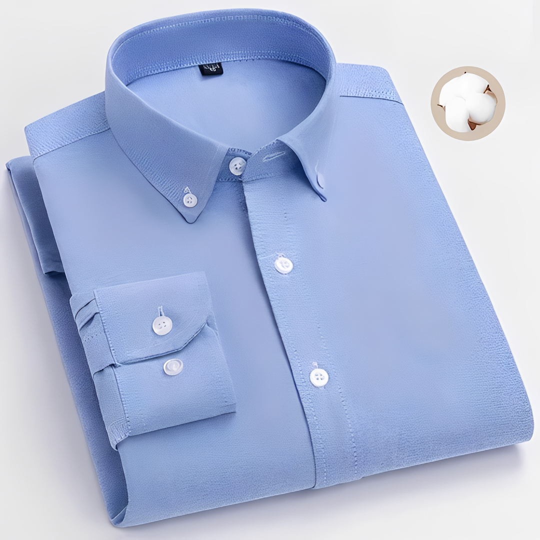 Men's Checkered Long Sleeve Shirt with Button Collar
