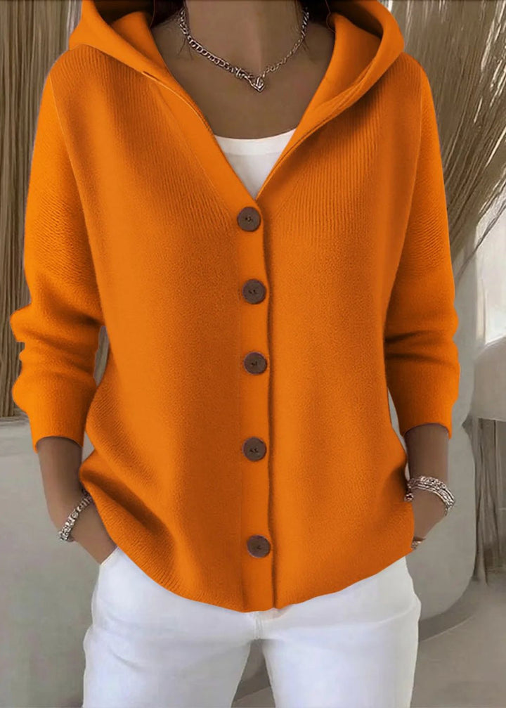 Women's Hooded Knit Cardigan with Button Front
