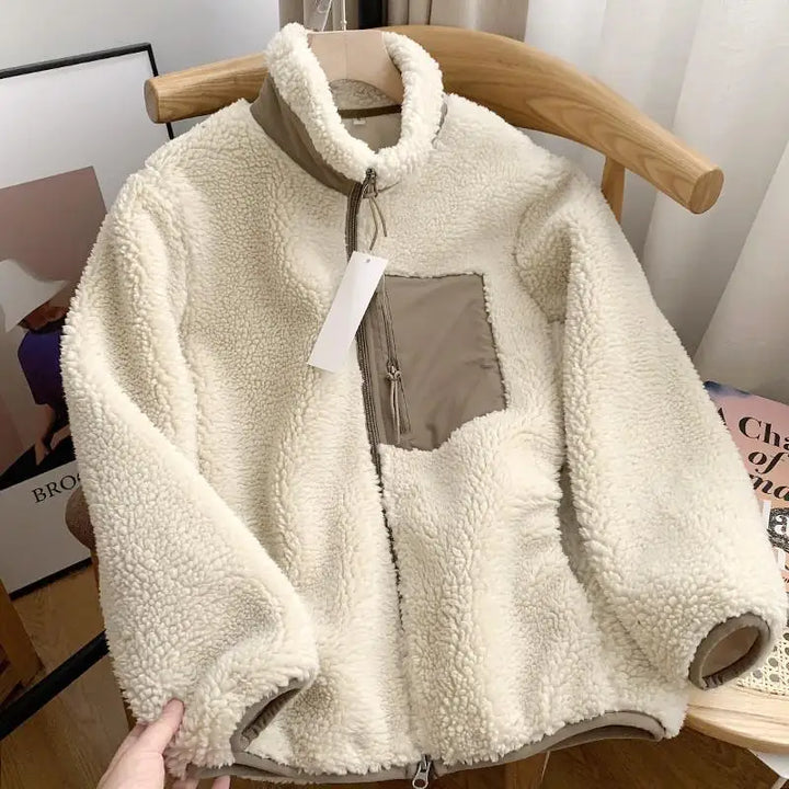 Women's Teddy Fleece Zip-Up Jacket with High Collar