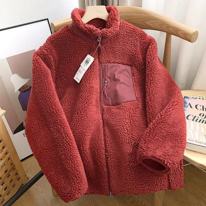 Women's Teddy Fleece Zip-Up Jacket with High Collar