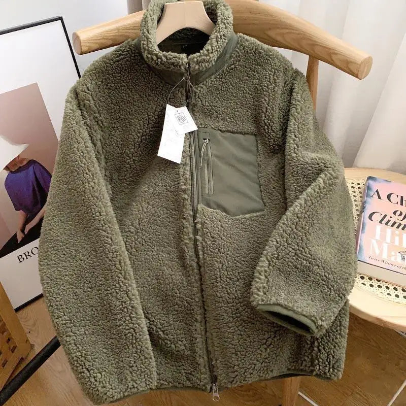 Women's Teddy Fleece Zip-Up Jacket with High Collar