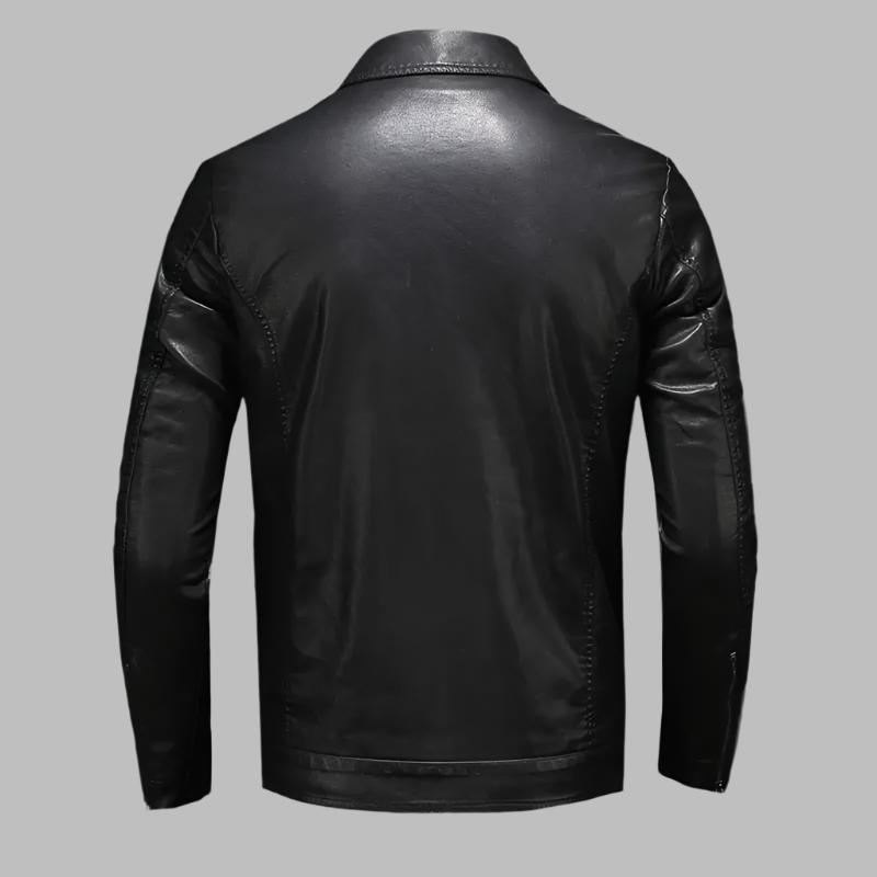 Men's Leather Jacket with Zip Closure Tailored Fit