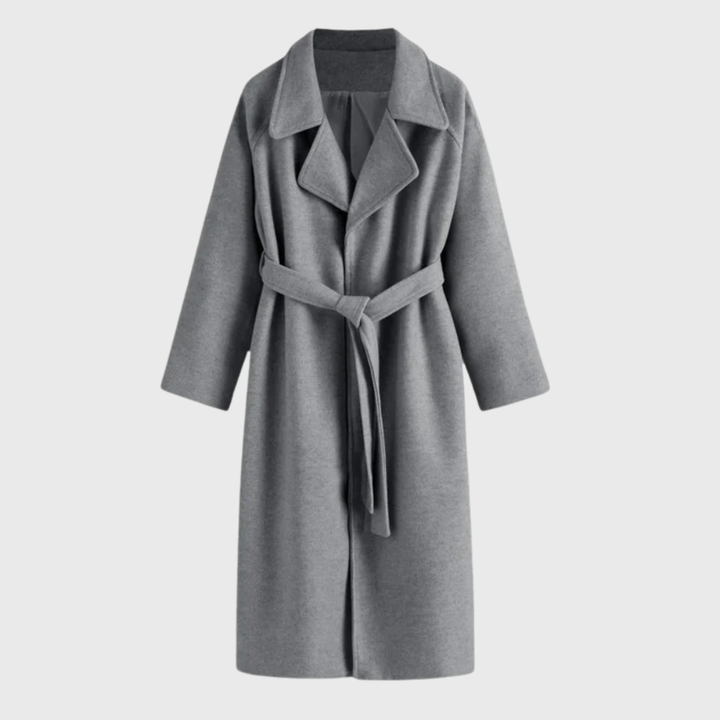 Manteau portefeuille en laine pour femme avec ceinture à nouer