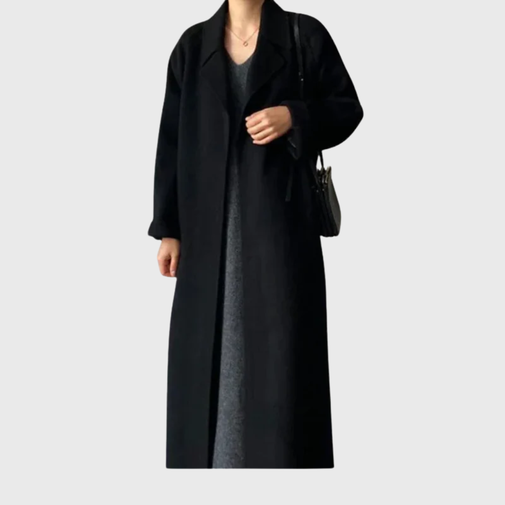 Manteau portefeuille en laine pour femme avec ceinture à nouer