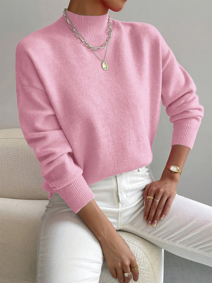Pull col montant effet cachemire pour femme, coupe décontractée
