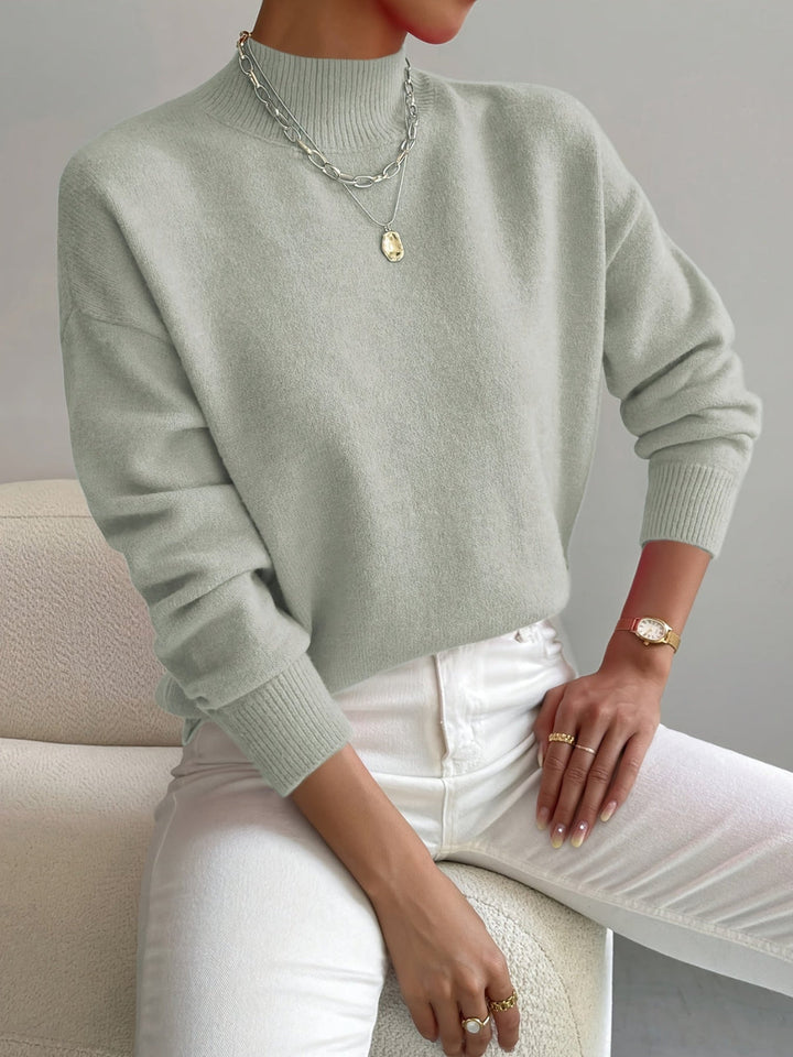Pull col montant effet cachemire pour femme, coupe décontractée