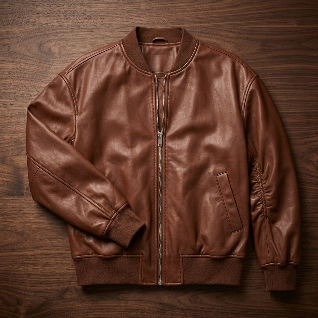 Blouson aviateur en cuir pour femme à coupe décontractée