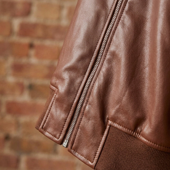 Blouson aviateur en cuir pour femme à coupe décontractée