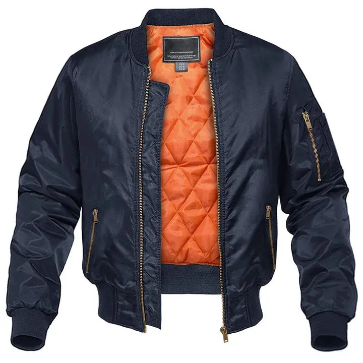 Men's Bomber Jacket with Ribbed Collar and Cuffs