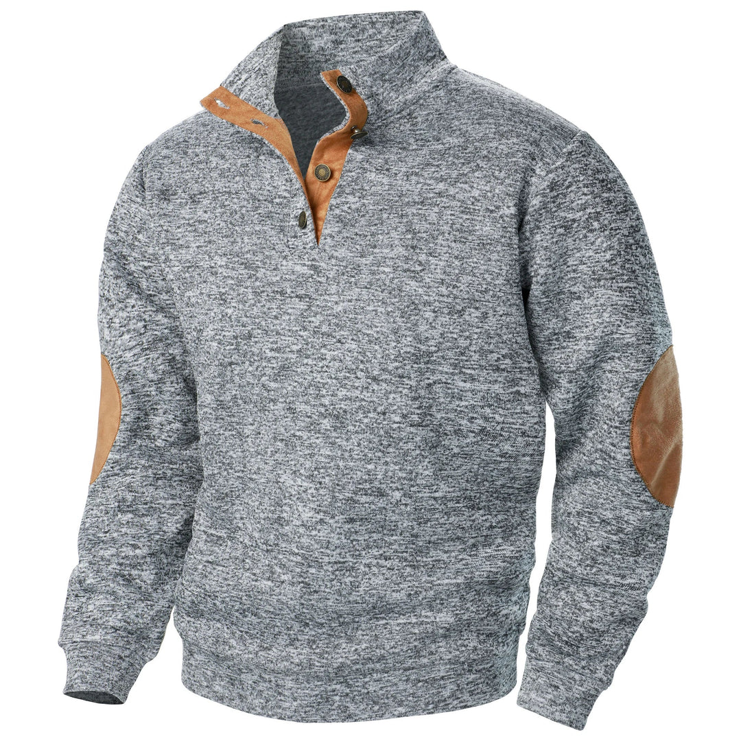 Men's Knitted Jumper with Contrast Elbow Patches
