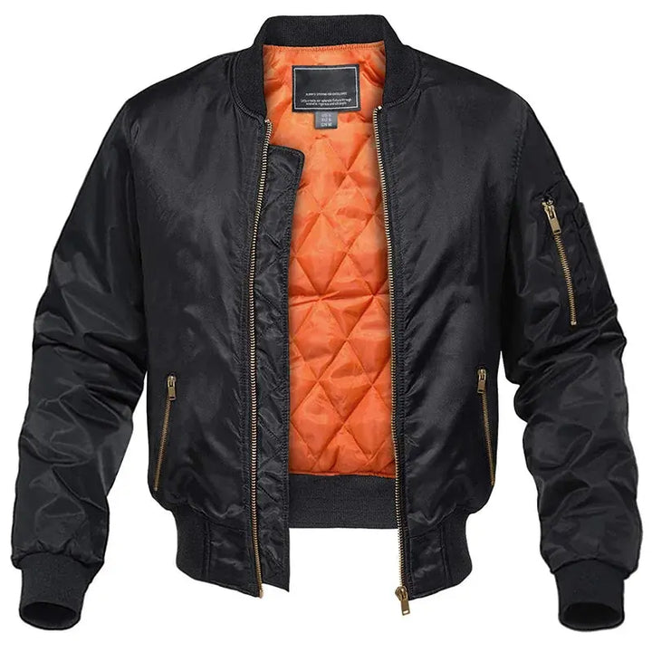 Men's Bomber Jacket with Ribbed Collar and Cuffs