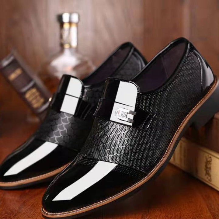 Men's Monk Strap Dress Shoes with Textured Panel