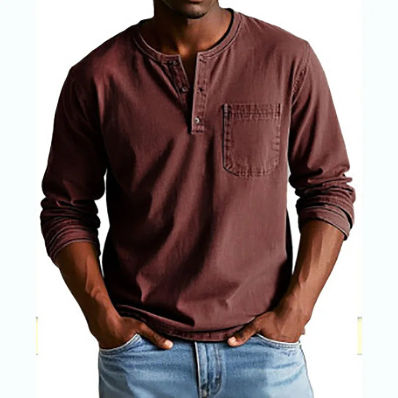 Men's Long Sleeve Henley Shirt