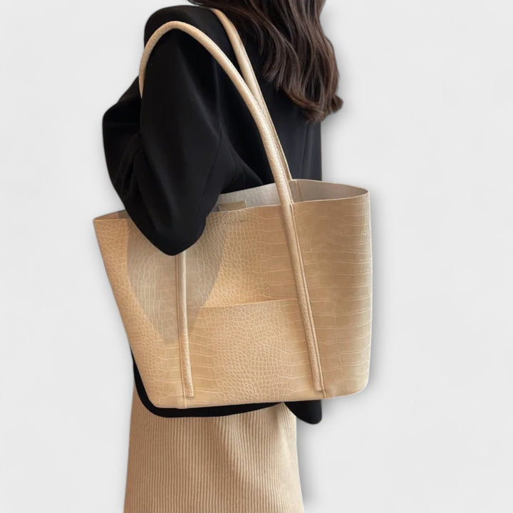 Women's Croc-Embossed Leather Tote with Double Handles
