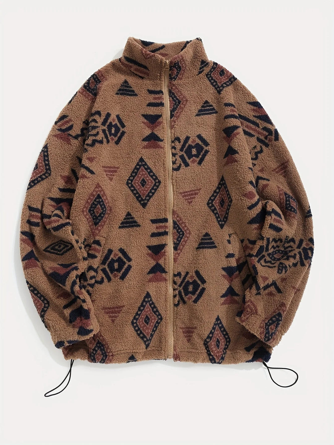 Women's Printed Fleece Jacket with Full Zip and High Collar