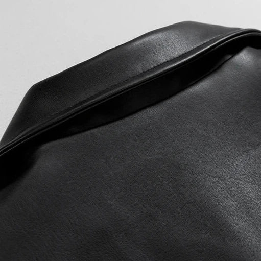 Men's Leather Zip-Up Jacket in an Oversized Fit