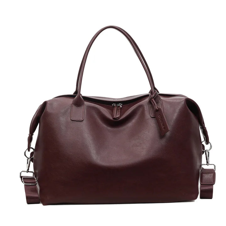 Leather Weekender Duffle Bag with Detachable Strap