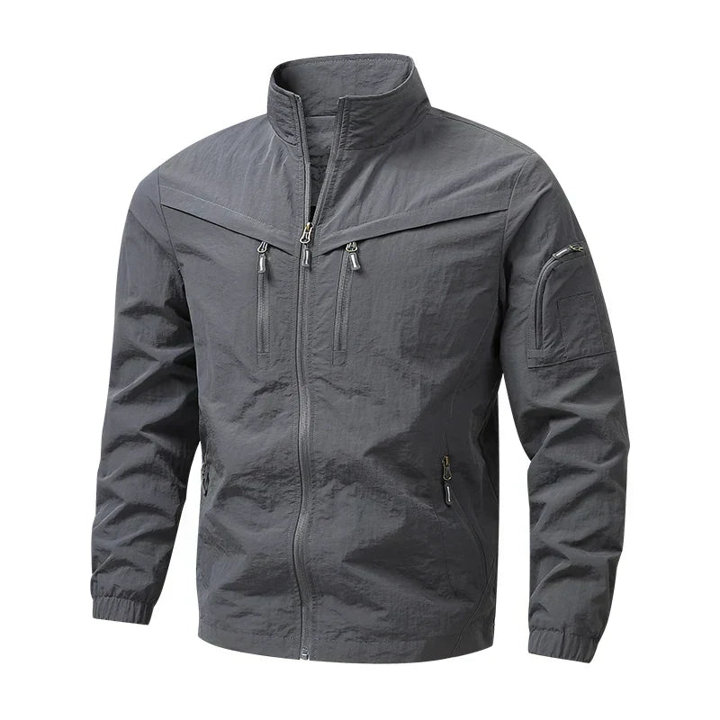 Men's Lightweight Waterproof Jacket with Utility Pockets