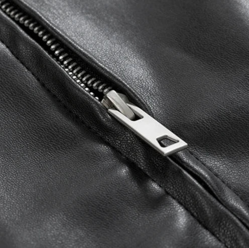 Men's Leather Zip-Up Jacket in an Oversized Fit