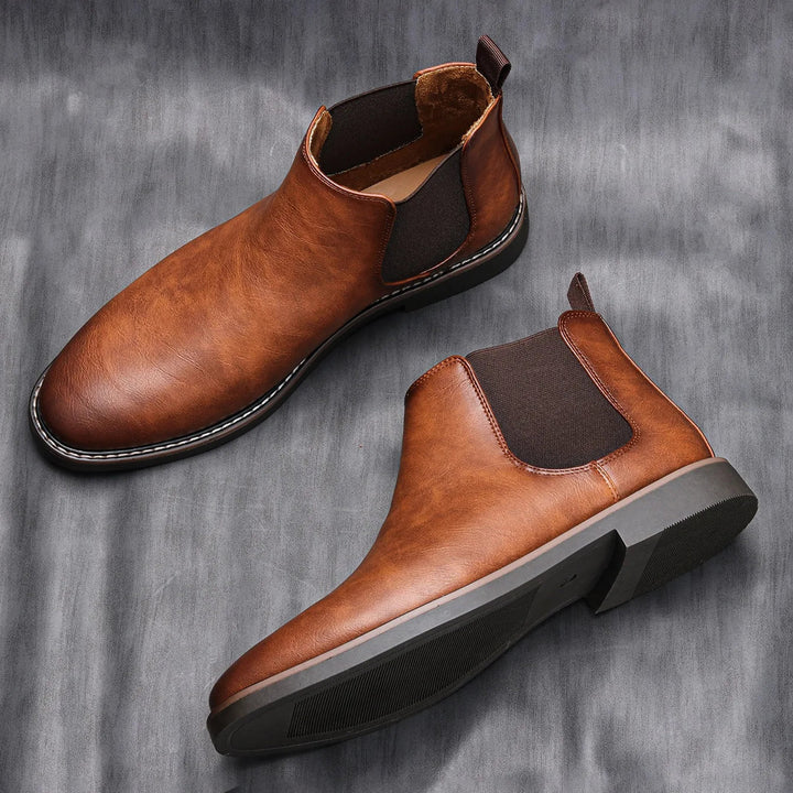 Men's Leather Chelsea Boots Slip On Classic Fit