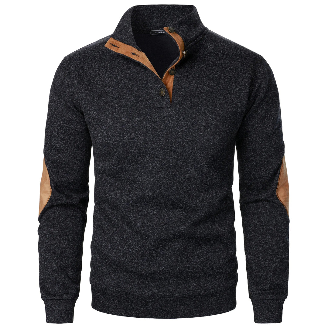 Men's Knitted Jumper with Contrast Elbow Patches