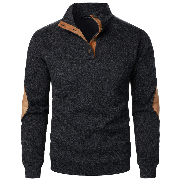 Men's Knitted Jumper with Contrast Elbow Patches
