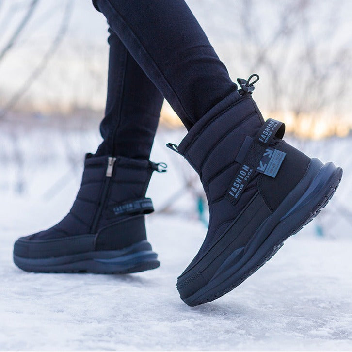 Men's Waterproof Padded Winter Ankle Boots with Side Zip