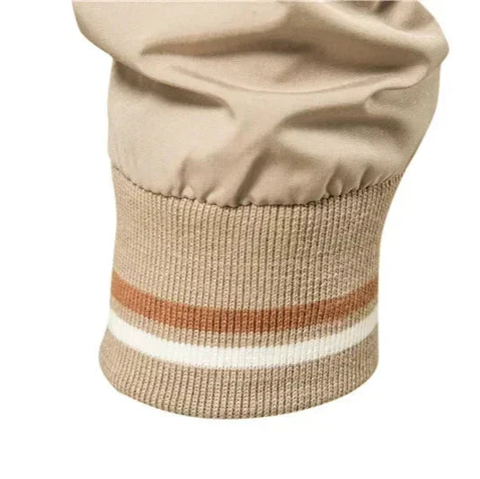 Men's Bomber Jacket with Striped Ribbed Trim