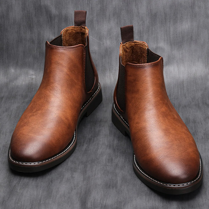 Men's Leather Chelsea Boots Slip On Classic Fit