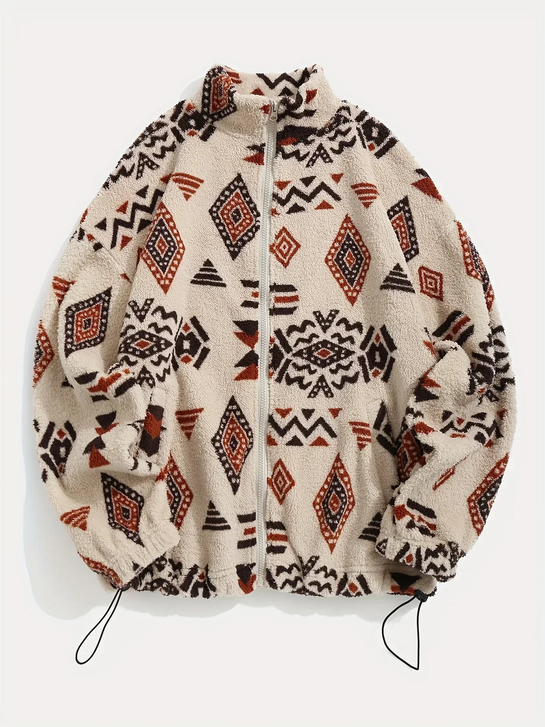Women's Printed Fleece Jacket with Full Zip and High Collar