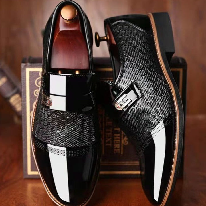 Men's Monk Strap Dress Shoes with Textured Panel