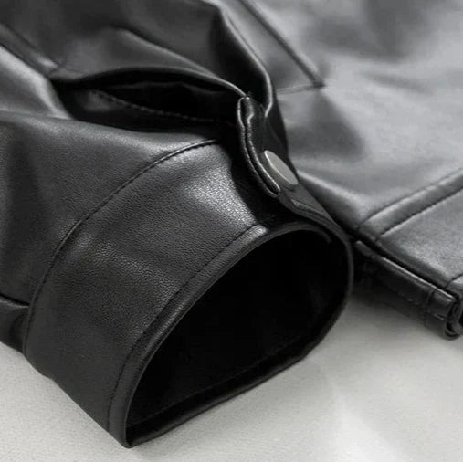 Men's Leather Zip-Up Jacket in an Oversized Fit