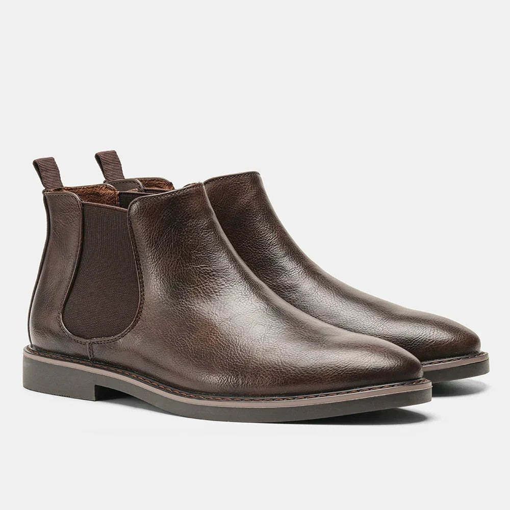 Men's Leather Chelsea Boots Slip On Classic Fit