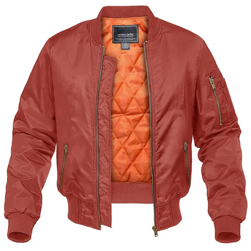 Men's Bomber Jacket with Ribbed Collar and Cuffs