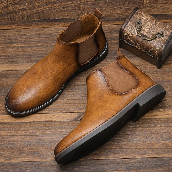 Men's Leather Chelsea Boots Slip On Classic Fit