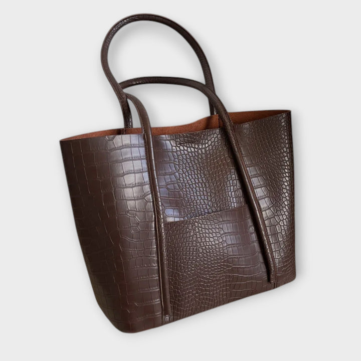 Women's Croc-Embossed Leather Tote with Double Handles