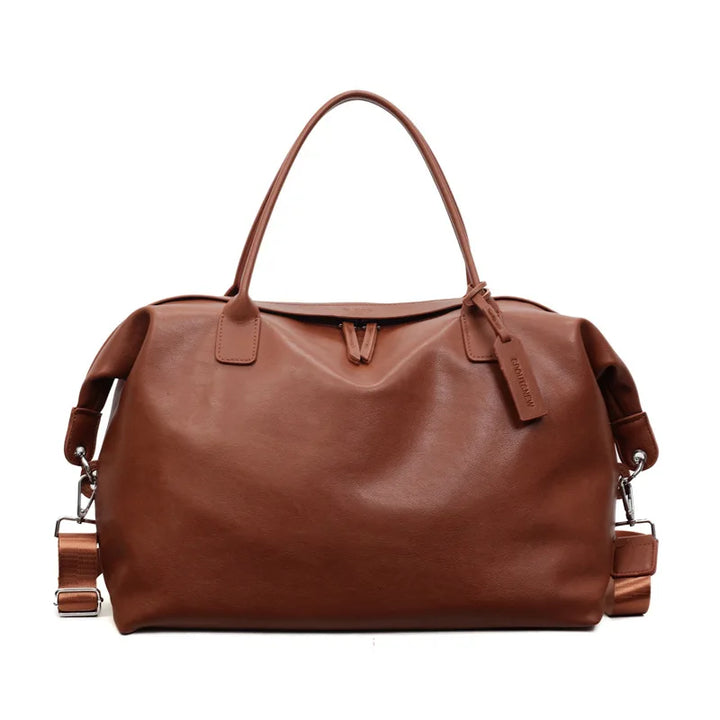 Leather Weekender Duffle Bag with Detachable Strap