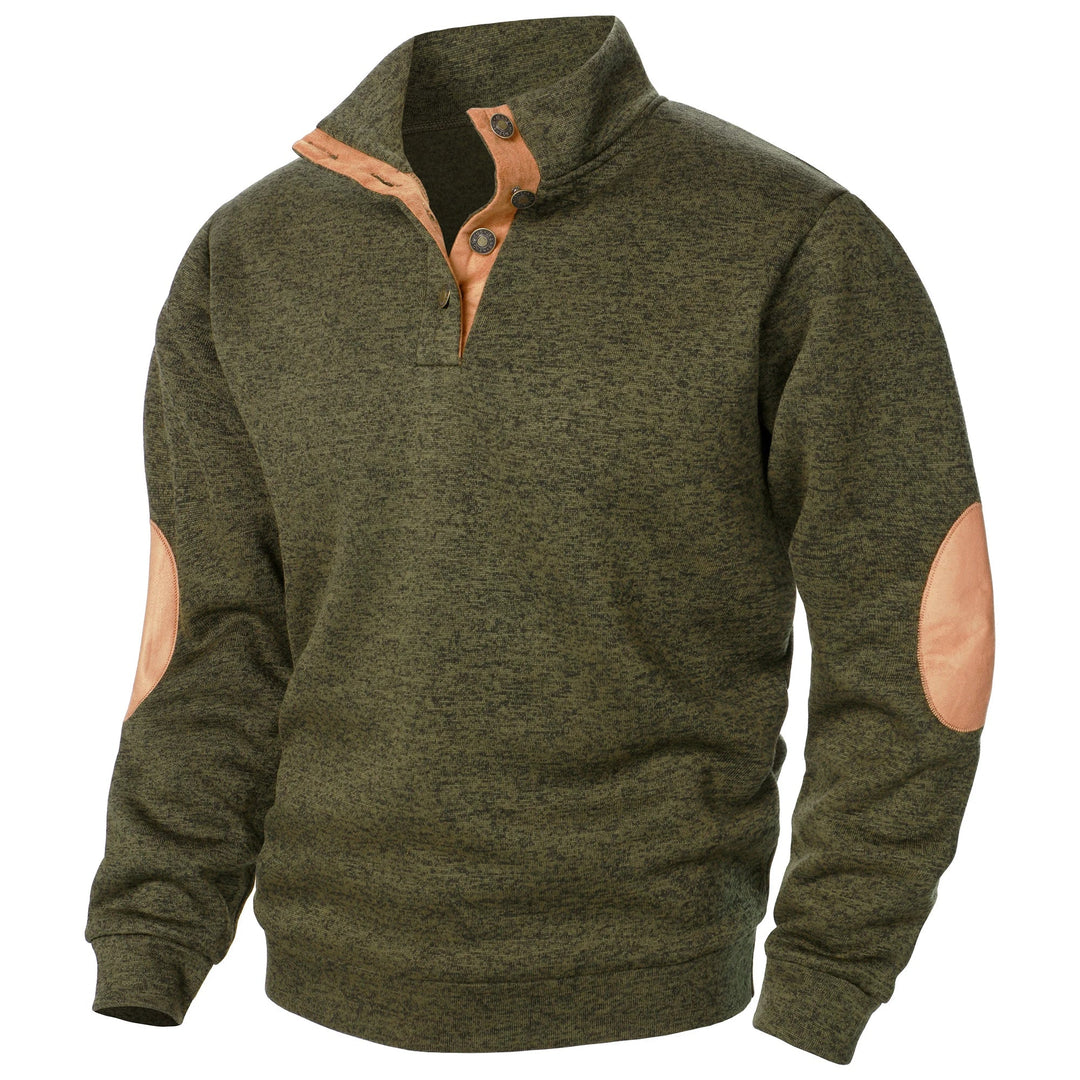 Men's Knitted Jumper with Contrast Elbow Patches