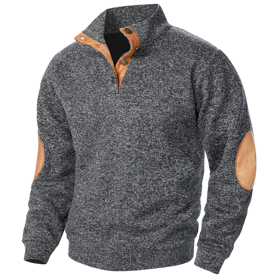 Men's Knitted Jumper with Contrast Elbow Patches