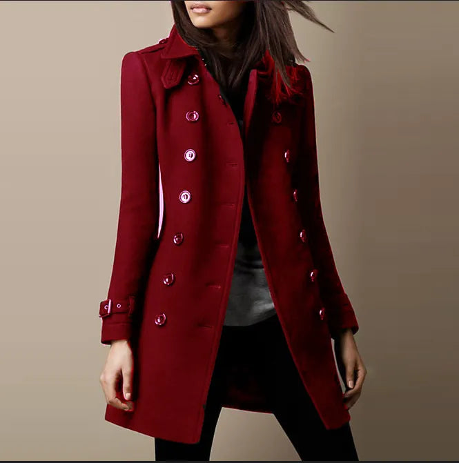 Women's Double Breasted Trench Coat Tailored Fit