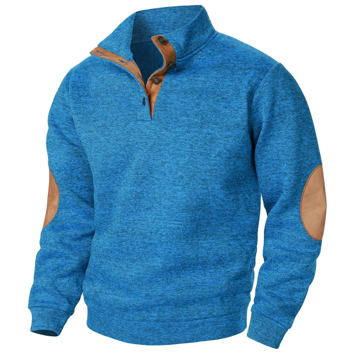 Men's Knitted Jumper with Contrast Elbow Patches
