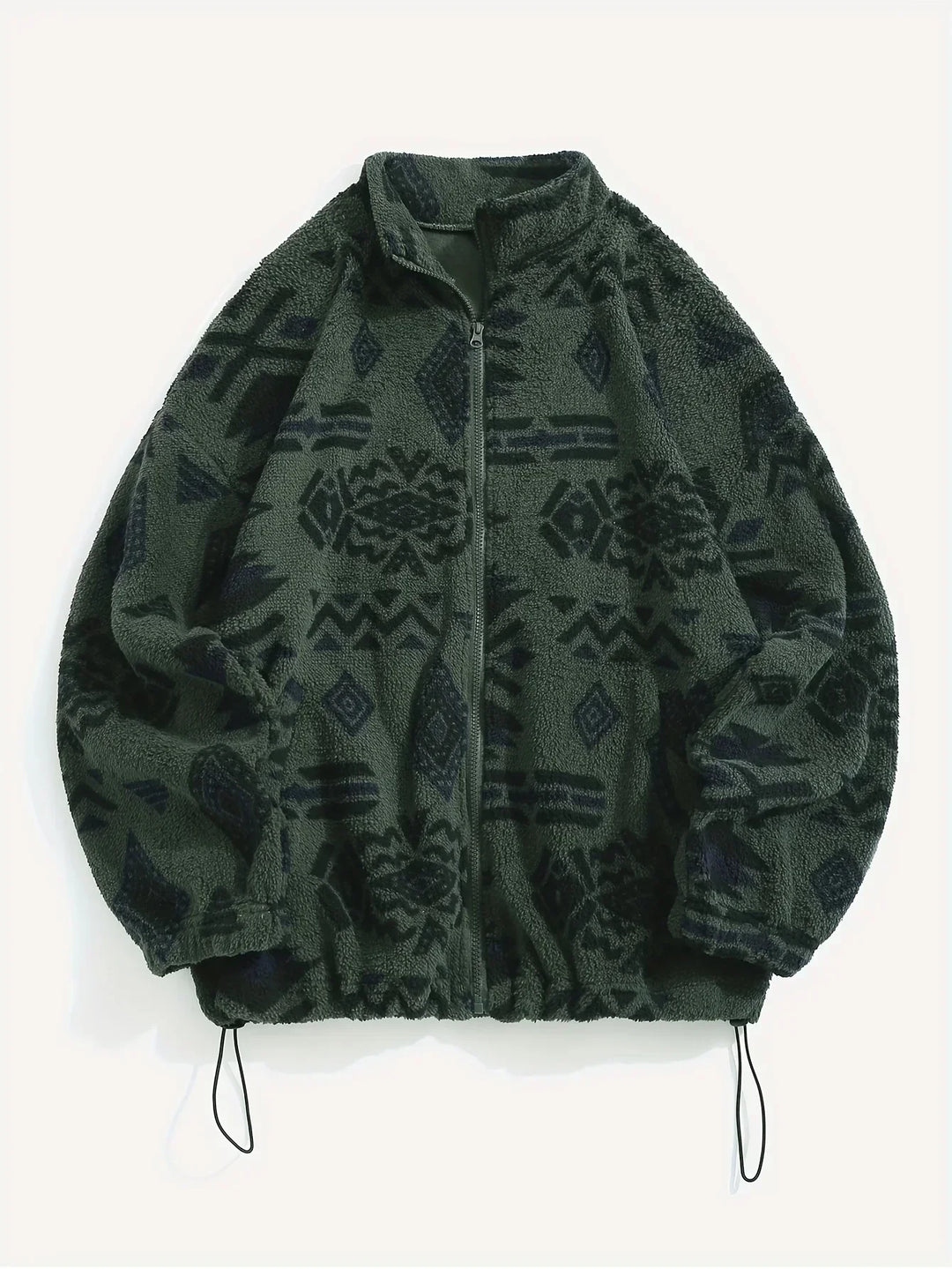 Women's Printed Fleece Jacket with Full Zip and High Collar